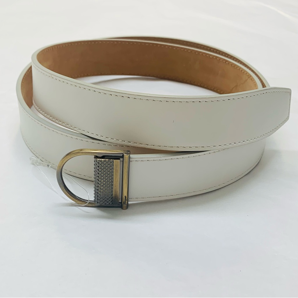 Salvatore Ferragamo Genuine Calf Leather Bianco White Belt Size 38 42